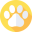a graphic illustration of a dog's paw-print'