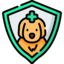 a graphic illustration of an animal enclosed by a veterinarian's healthcare symbol
